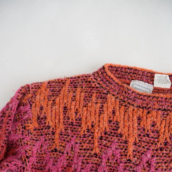 Vintage Haberdasher Purple, Pink, Orange, Red Knit & Yarn Crewneck Sweater M - Picture 12 of 13